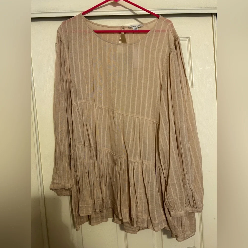 American Eagle Long Sleeve Open Back Blouse - Picture 1 of 3